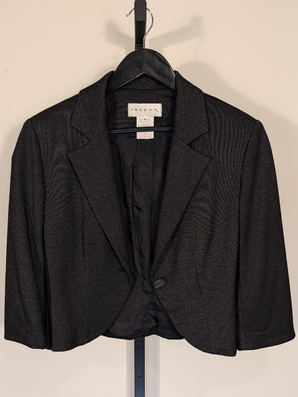 Freda’s Custom Made Cropped Blazer | Sculptural Black Ponte | Made in Canada | 6